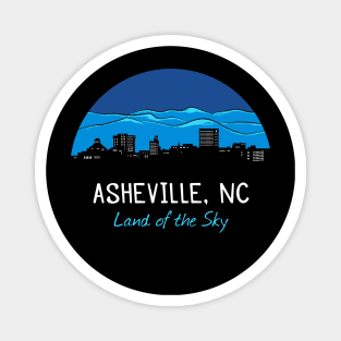 Asheville Cityscape - Land of the Sky - BL on Black 07 Magnet